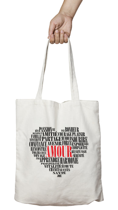 Tote bag original amour coeur mots So Custom